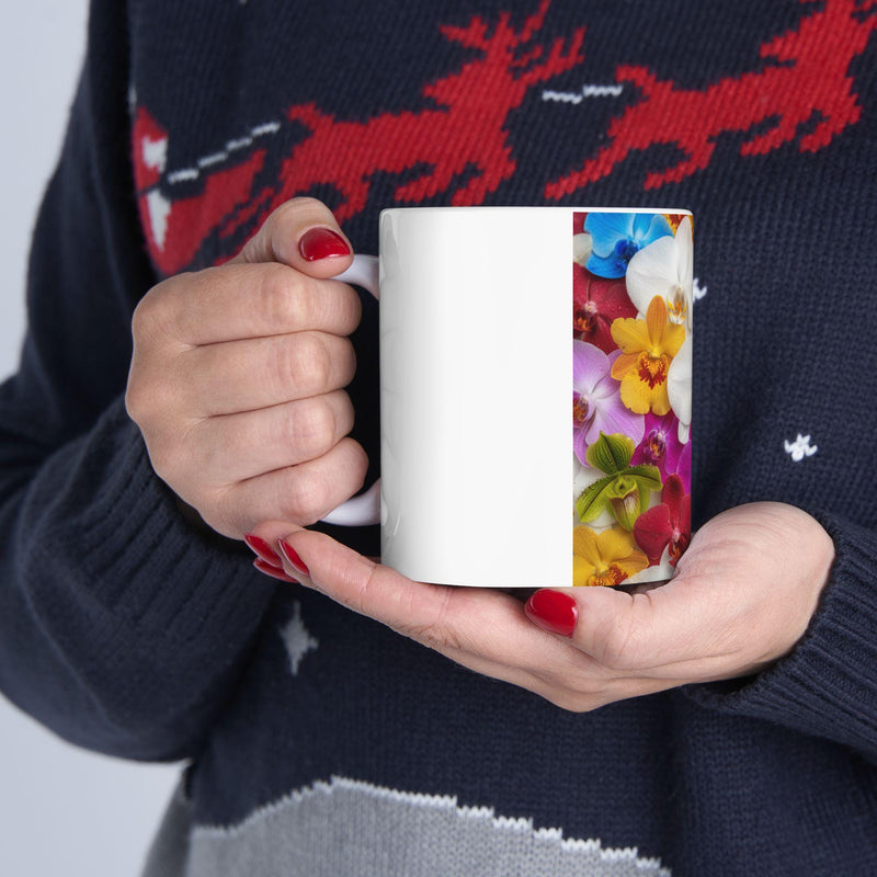 Colorful Orchid Pattern Mug | Floral Ceramic Coffee Cup