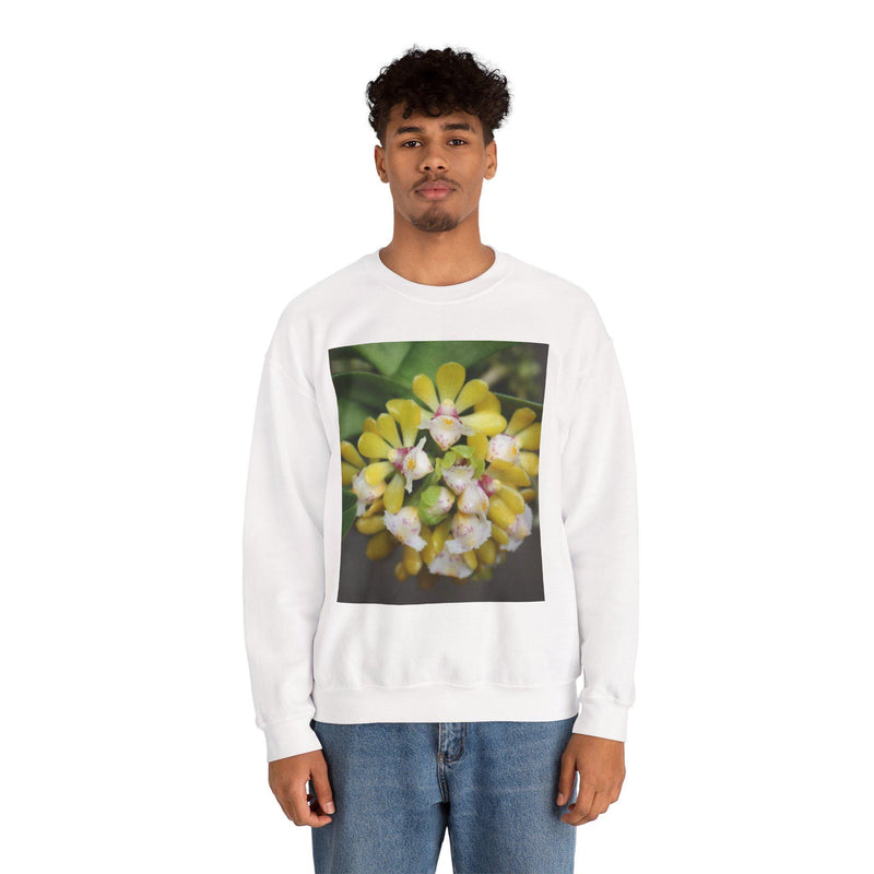 Floral Cluster Sweatshirt Yellow Hoya Blossom Crewneck