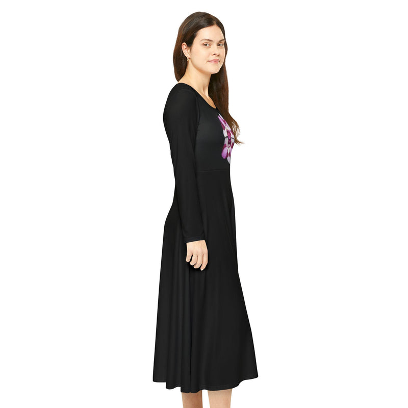 Orchid Ballet Long-Sleeve Dance Dress Floral Center Print