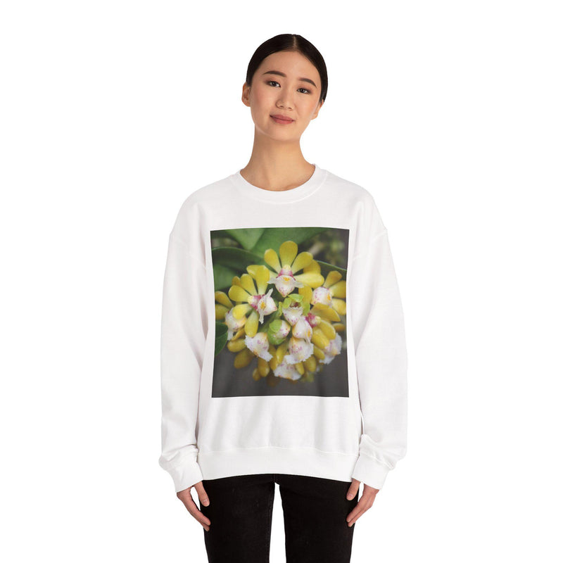 Floral Cluster Sweatshirt  Yellow Hoya Blossom Crewneck